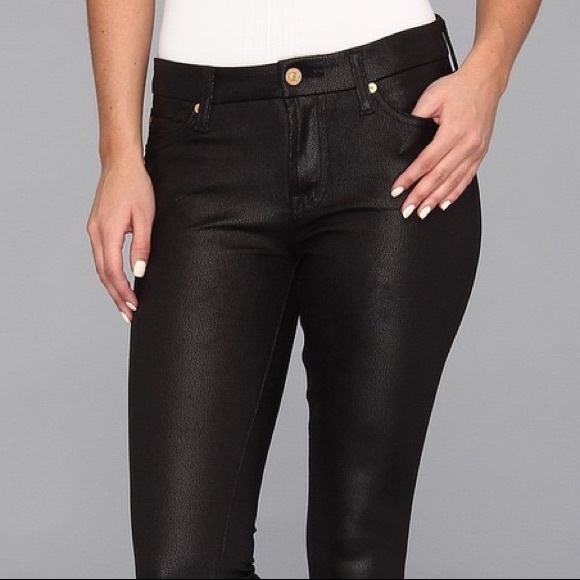 NWT|7ForAllMankind Crackle Leather-look Black Jeans - Picture 1 of 3